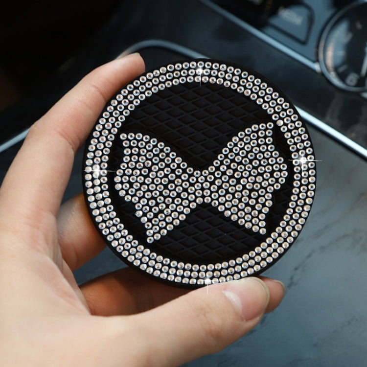 Car Multifunctional Anti-slip Coaster with Diamond Bow Crystal(Black) - Car Drink Holders by PMC TechLife | Online Shopping South Africa | PMC TechLife | Buy Now Pay Later Mobicred