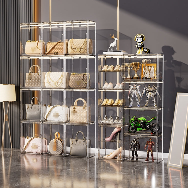 Stackable Transparent Storage Box Magnetic Suction Bookcase Handbag Display Rack, Style: Double Partition - Storage Boxes by PMC Jewellery | Online Shopping South Africa | PMC Jewellery