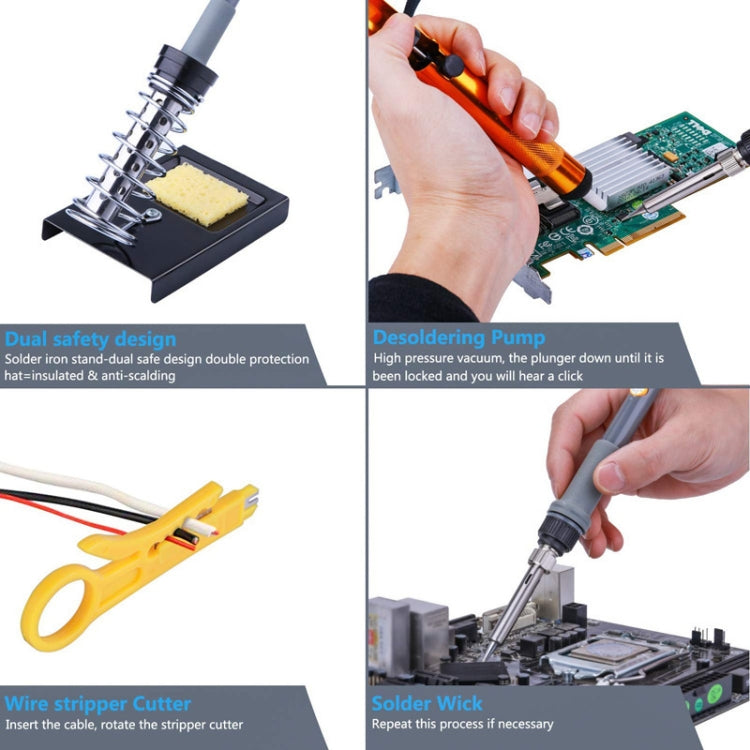 19 in 1 60W Adjustable Temperature Soldering Iron Multimeter Tool Set, Color: Blue EU Plug - free shipping - PMc TechLife - Order now!