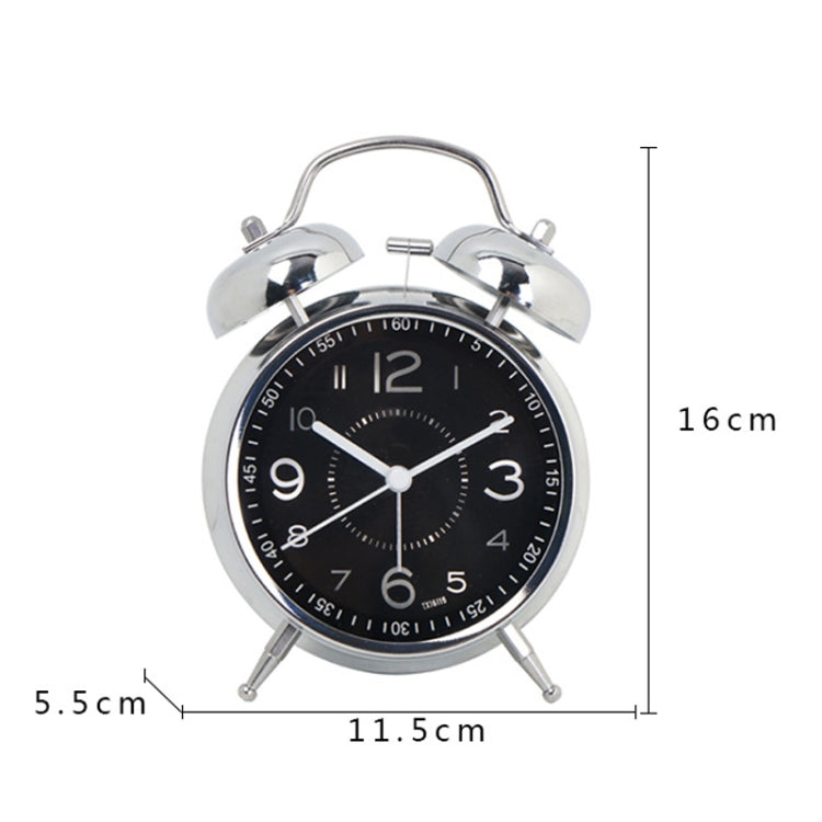 4.5 Inch Electroplated Metal Ring Bell Alarm Clock Quartz Clock With Night Light ?, Style: Black - free shipping - PMc TechLife - Order now!