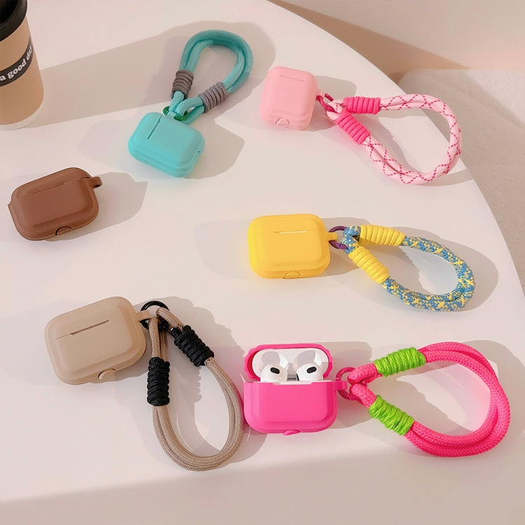 For AirPods Pro Dopamine Contrast Color Silicone Earphone Cover With Hand Strap(Pink) - For AirPods Pro by PMC Jewellery | Online Shopping South Africa | PMC Jewellery | Buy Now Pay Later Mobicred