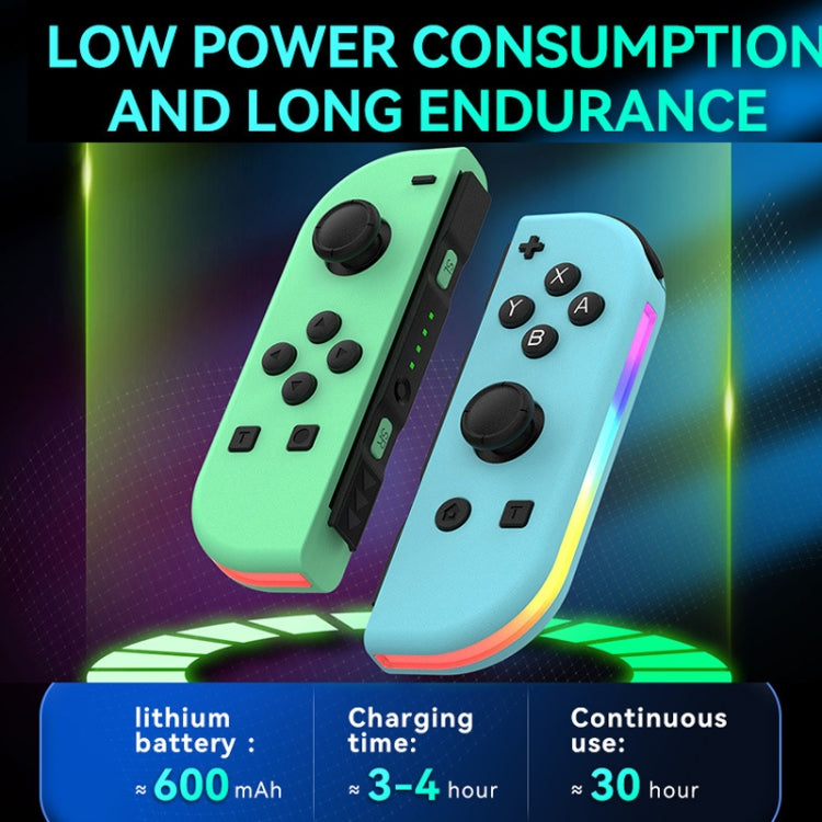 JOY-02 Gaming Left And Right Handle With RGB Lights Body Feel Bluetooth Gamepad For Switch / Switch OLED / Switch Pro / Switch Lite / Switch Joycon(Green Blue) - Gamepads by PMC Jewellery | Online Shopping South Africa | PMC Jewellery | Buy Now Pay Later Mobicred