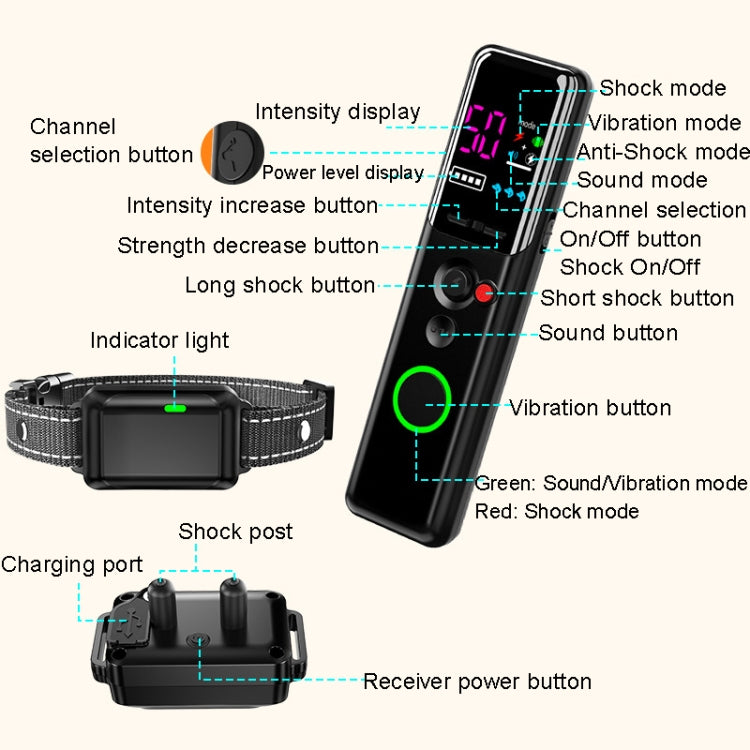 Ordinary Screen Remote Control Pet Electric Shock Circular Dog Trainer(Black) - Training Aids by PMC Jewellery | Online Shopping South Africa | PMC Jewellery | Buy Now Pay Later Mobicred