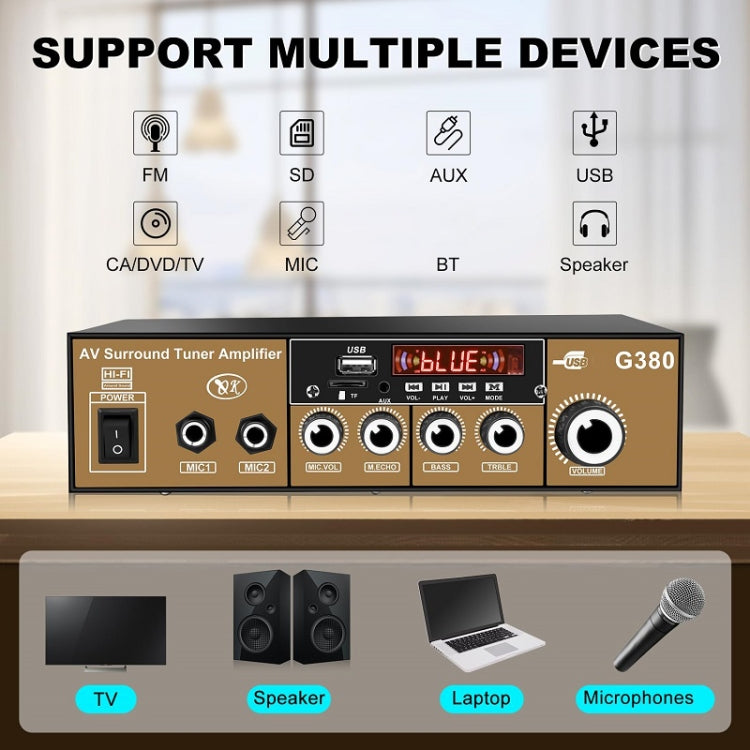 Car High-power Bluetooth Plug-in Card Digital Smart Amplifier(EU Plug) - Car Amplifiers by PMC TechLife | Online Shopping South Africa | PMC TechLife | Buy Now Pay Later Mobicred