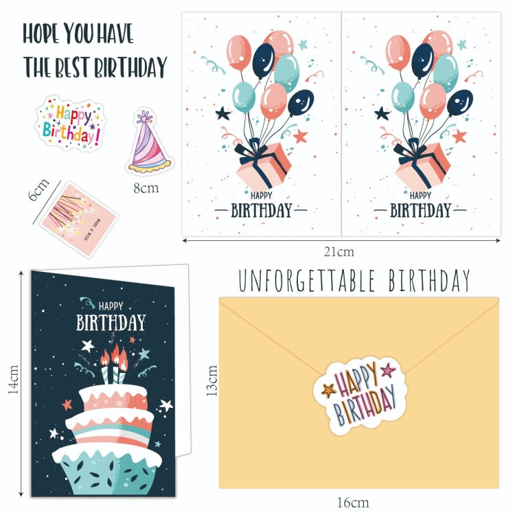 50pcs /Set Happy Birthday Greeting Card With Envelopes And Stickers Set - Cards & Invitations by PMC Jewellery | Online Shopping South Africa | PMC Jewellery