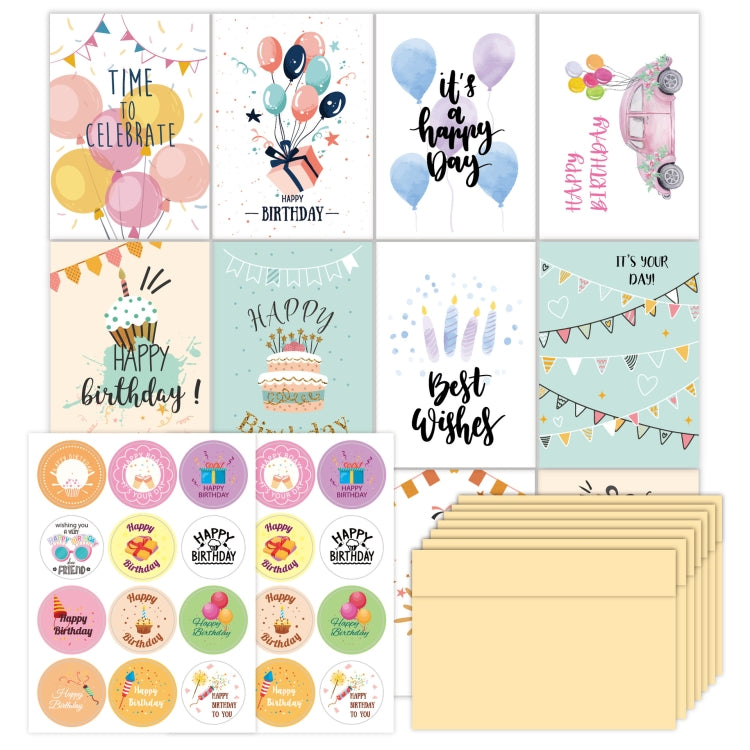 24pcs /Set Happy Birthday Greeting Card With Envelopes And Stickers Set(KP002) - Cards & Invitations by PMC TechLife | Online Shopping South Africa | PMC TechLife