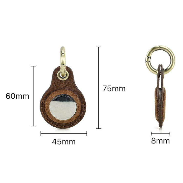For Airtag CONTACTS FAMILY CF1139 First-layer Cowhide Tracker Protective Case Pet Locator Leather Case(Dark Brown) - Key Chain Series by CONTACTS FAMILY | Online Shopping South Africa | PMc TechLife | Buy Now Pay Later Mobicred