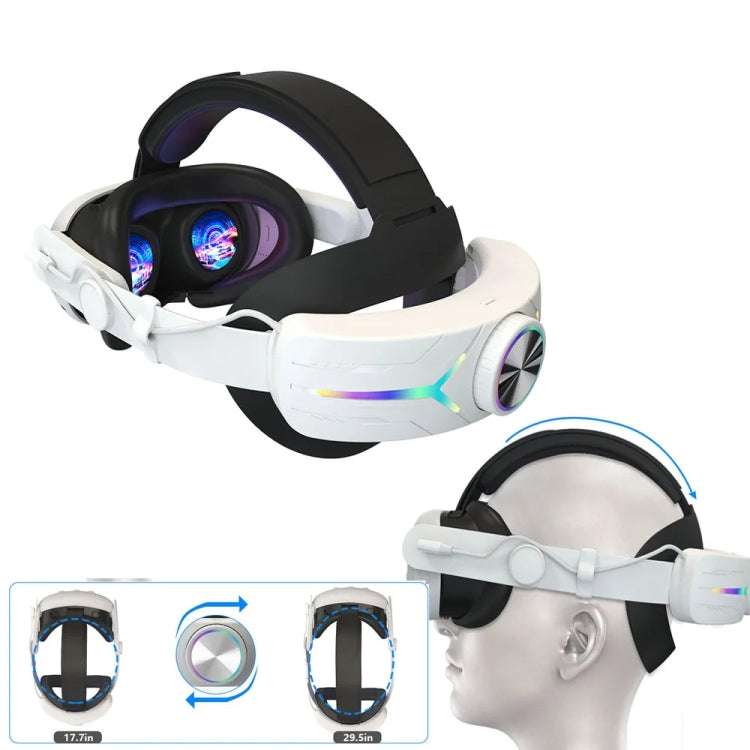 For Meta Quest 3 USB Rechargeable RGB Lighting Effect Adjustable Foldable Headset(White) - VR Accessories by PMC TechLife | Online Shopping South Africa | PMC TechLife