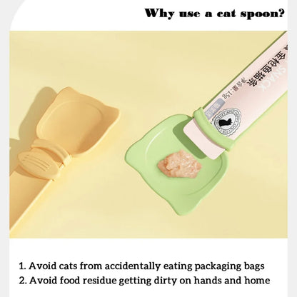 Cat Feeder Cat Strip Squeezer Pet Snack Minced Meat Feeding Spoon(Beige) - Food Bowls by PMC Jewellery | Online Shopping South Africa | PMC Jewellery