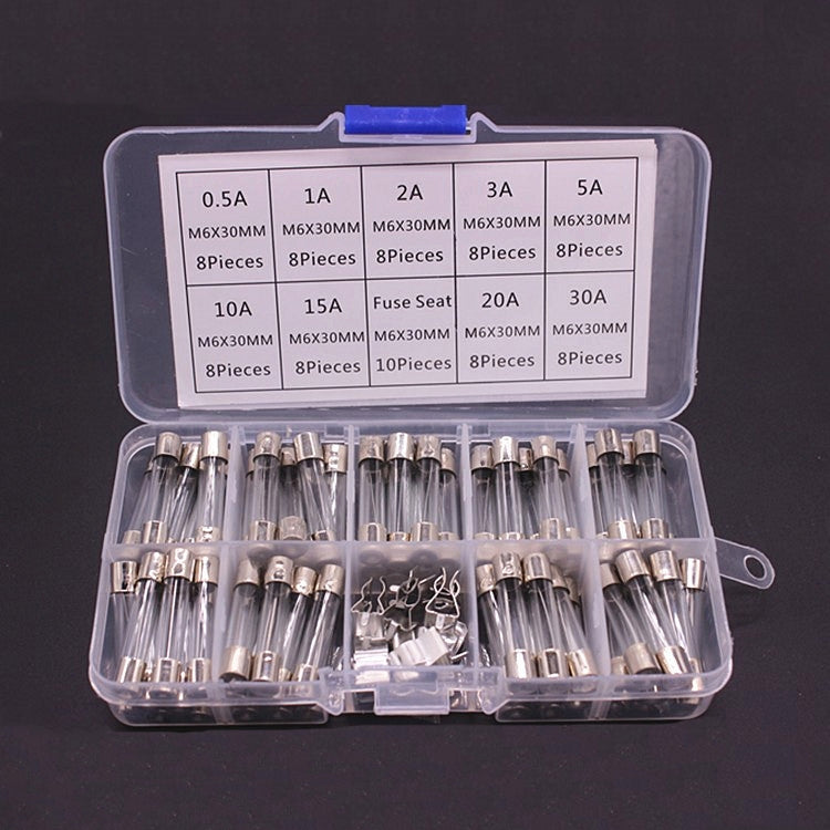 72pcs /Box 6x30mm Glass Fuse 0.5A-30A Insurance Pipe / - Fuse by PMC Jewellery | Online Shopping South Africa | PMC Jewellery