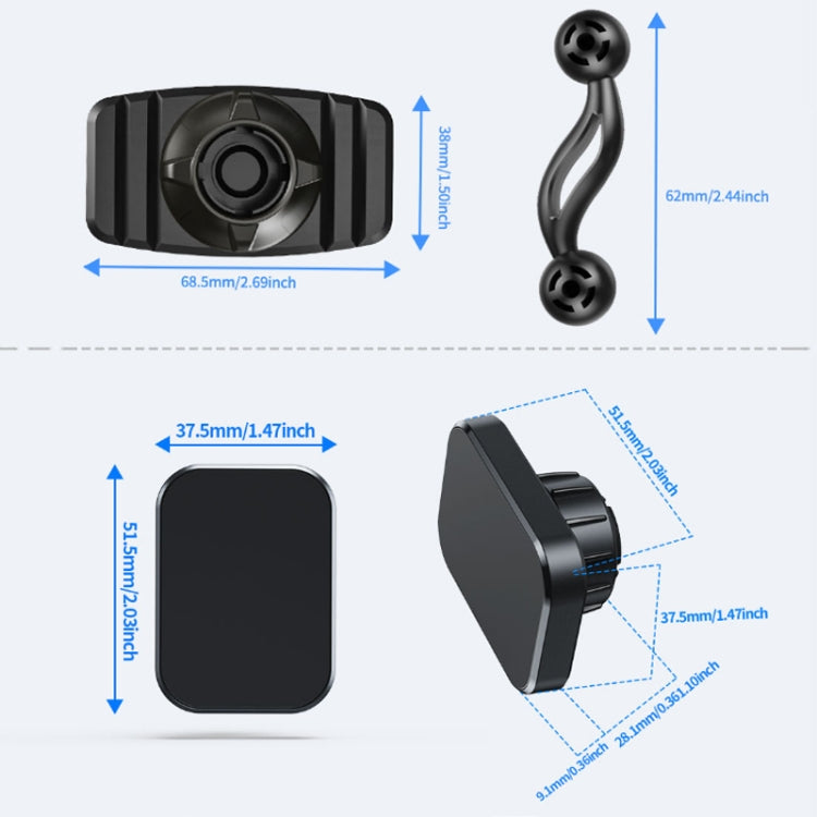Double-headed 360 Degree Car Magnetic Mobile Phone Navigation Holder(Red) - Car Holders by PMC TechLife | Online Shopping South Africa | PMC TechLife | Buy Now Pay Later Mobicred