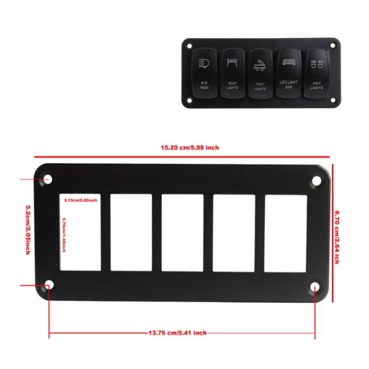 Road Aluminum Rocker Switch Panel Housing Bracket for Narva Type Boats Automotive Switch Parts, Specification: 5 Holes - Car Switches by PMC Jewellery | Online Shopping South Africa | PMC Jewellery | Buy Now Pay Later Mobicred