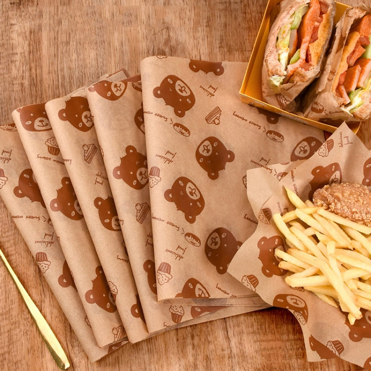 100sheets /Pack Bear Pattern Greaseproof Paper Baking Wrapping Paper Food Basket Liners Paper  15x15cm - Retail Packaging by PMc TechLife | Online Shopping South Africa | PMc TechLife | Buy Now Pay Later Mobicred