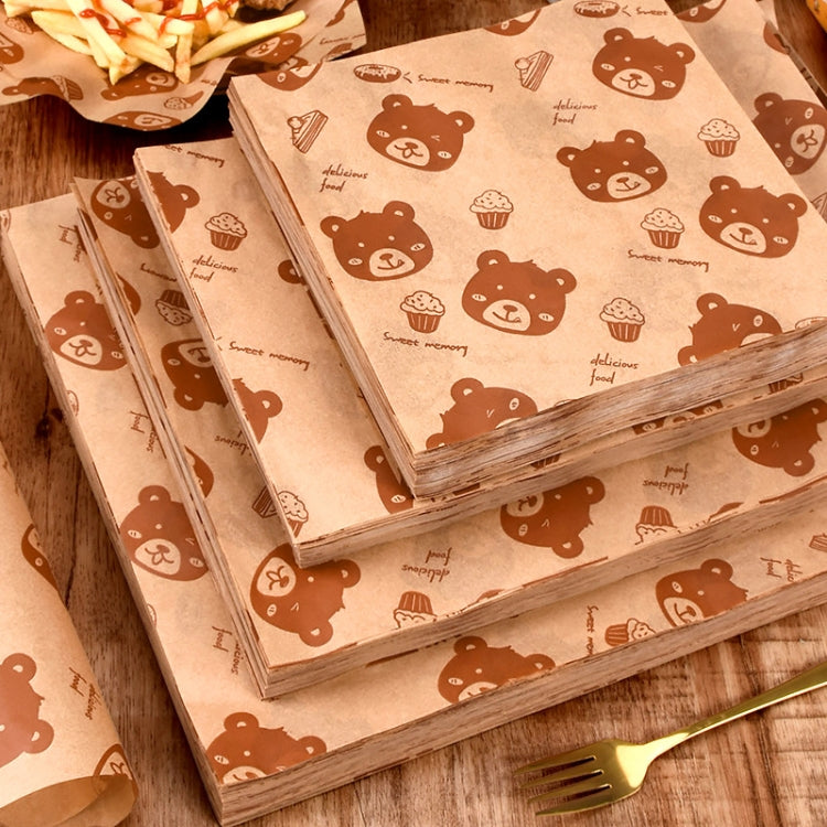 100sheets /Pack Bear Pattern Greaseproof Paper Baking Wrapping Paper Food Basket Liners Paper 30x30cm - Retail Packaging by PMc TechLife | Online Shopping South Africa | PMc TechLife | Buy Now Pay Later Mobicred
