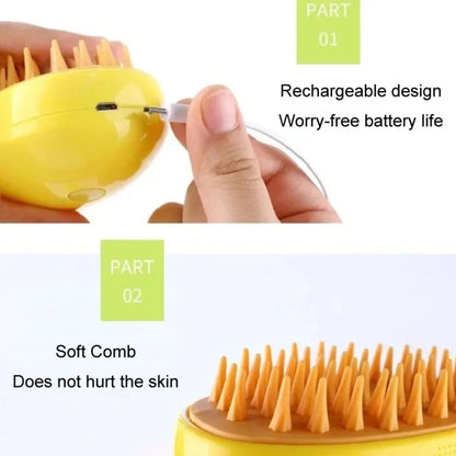 Mango Pet Electrical Spray Massage Comb Hair Removal Cleaning Grooming Brush For Cats And Dogs(Yellow) - Brushes & Combs by PMC Jewellery | Online Shopping South Africa | PMC Jewellery