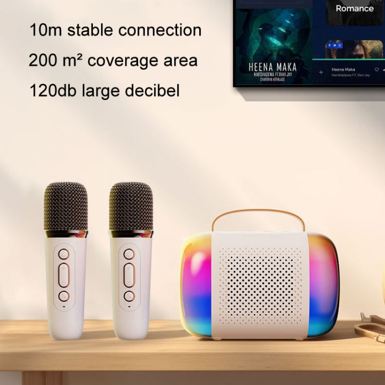 Y5 2 Microphone Portable Bluetooth Speaker Home And Outdoor Wireless Karaoke Audio(White) - Microphone by PMC TechLife | Online Shopping South Africa | PMC TechLife | Buy Now Pay Later Mobicred