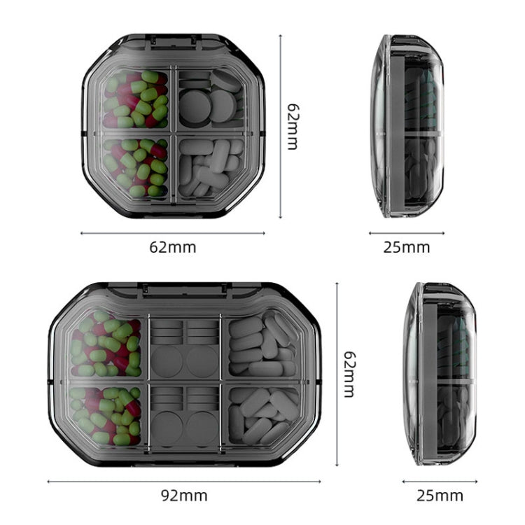 Portable Mini Compartmentalized Sealed Pill Box Weekly Morning And Evening Pill Capsule Dispensing Box, Style: 4 Grids Gray - free shipping - PMC TechLife - Order now!