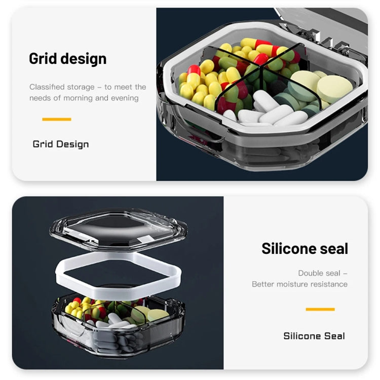 Portable Mini Compartmentalized Sealed Pill Box Weekly Morning And Evening Pill Capsule Dispensing Box, Style: 6 Grids Gray - free shipping - PMc TechLife - Order now!