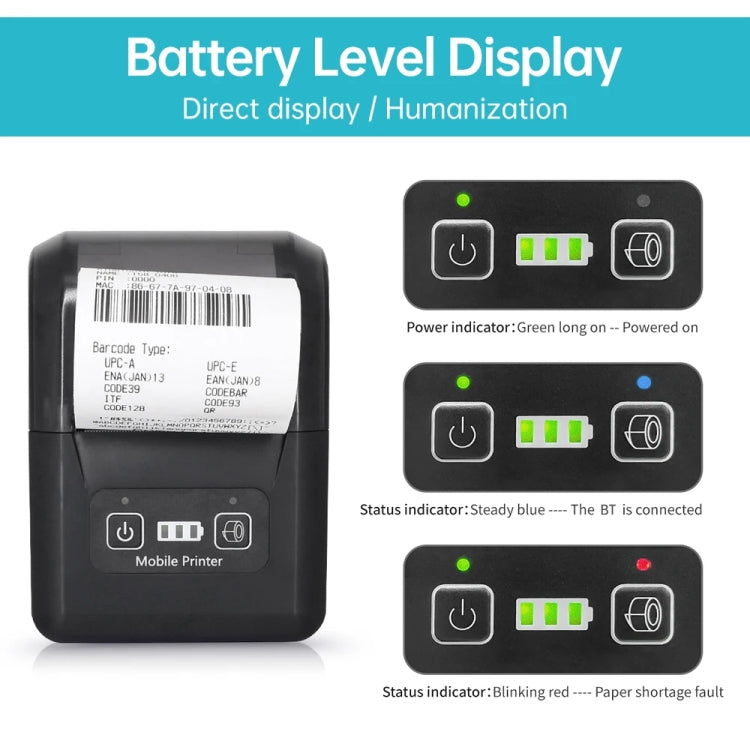 58mm Portable USB Charging Home Phone Bluetooth Thermal Printer(UK Plug) - Printer by PMC TechLife | Online Shopping South Africa | PMC TechLife | Buy Now Pay Later Mobicred