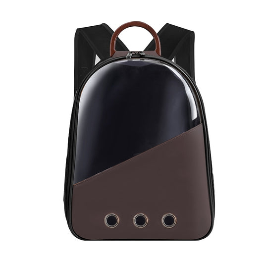 PU Pet Bag Cats And Dogs Outing Carrying Capsule Double Shoulder Backpacks(Model 1 Brown) - Pet Bags by PMC Jewellery | Online Shopping South Africa | PMC Jewellery | Buy Now Pay Later Mobicred