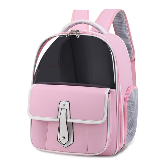 PU Pet Bag Cats And Dogs Outing Carrying Capsule Double Shoulder Backpacks(Model 6 Pink) - Pet Bags by PMC Jewellery | Online Shopping South Africa | PMC Jewellery | Buy Now Pay Later Mobicred