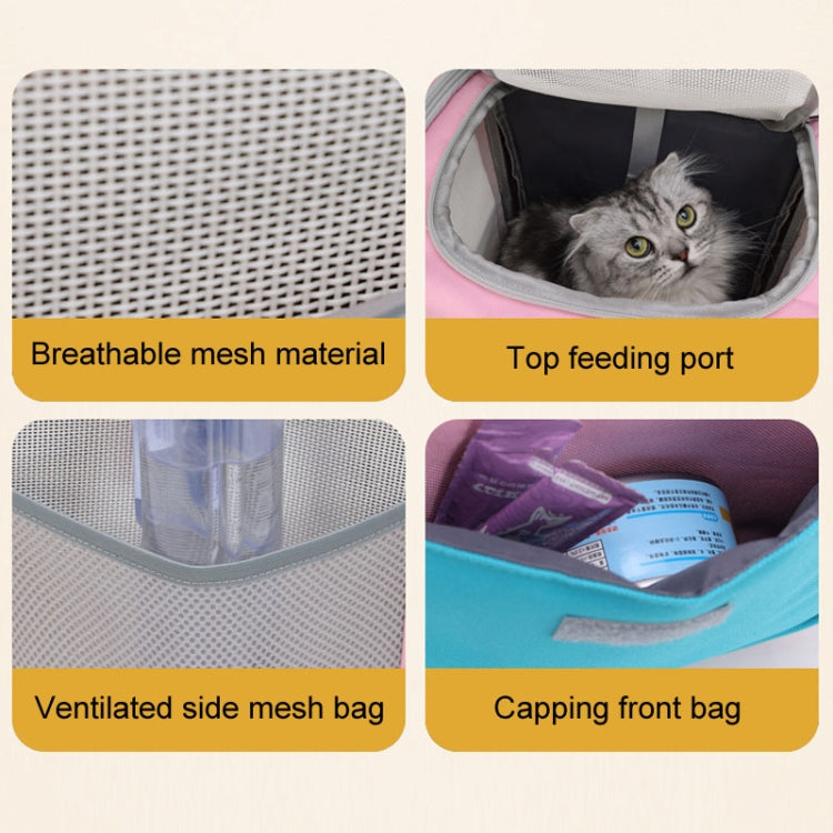 Square Foldable Cats Backpack Pets Outdoor Portable Double Shoulder Bag(Model 8 Blue) - Pet Storages & Bags by PMC TechLife | Online Shopping South Africa | PMC TechLife | Buy Now Pay Later Mobicred