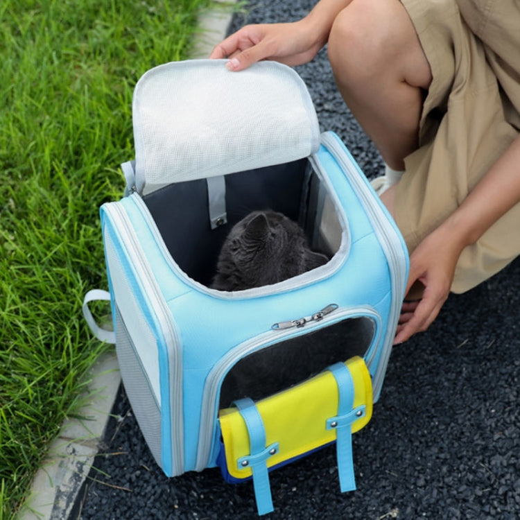 Square Foldable Cats Backpack Pets Outdoor Portable Double Shoulder Bag(Model 8 Blue) - Pet Storages & Bags by PMC TechLife | Online Shopping South Africa | PMC TechLife | Buy Now Pay Later Mobicred