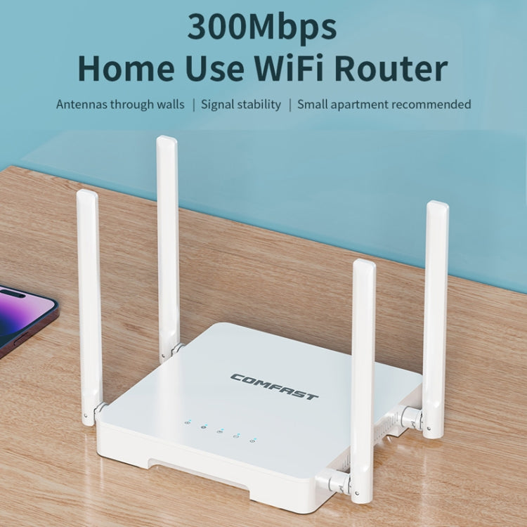 COMFAST CF-N1 V2  300Mbps WIFI4 Wireless Router With 1 Wan + 4 Lan RJ45 Ports,EU Plug - Wireless Routers by COMFAST | Online Shopping South Africa | PMC Jewellery | Buy Now Pay Later Mobicred