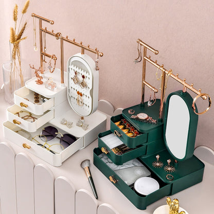 Jewelry and Cosmetics Storage Box Dressing Table with Mirror(White) - Jewelry Storages by PMC Jewellery | Online Shopping South Africa | PMC Jewellery