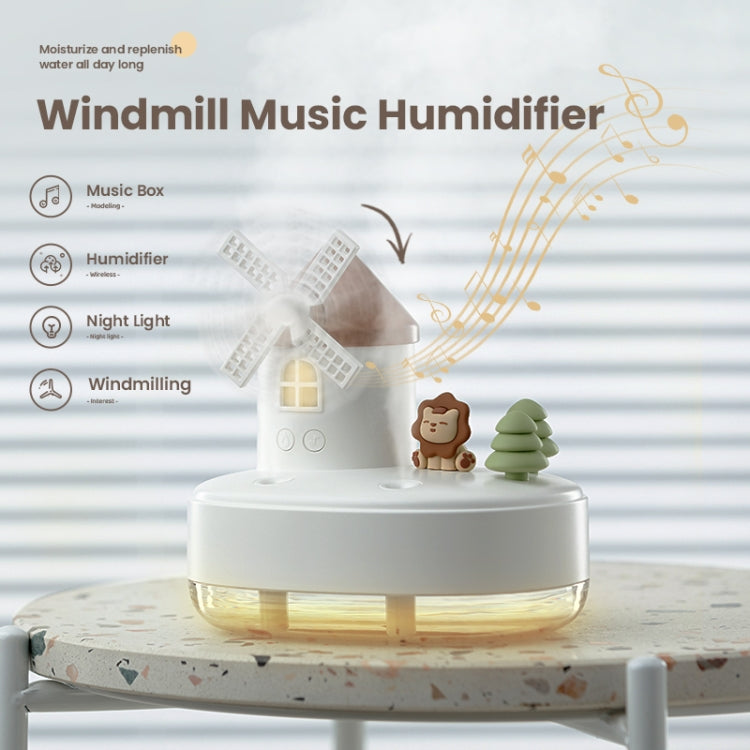 ZAY-H007 LED Light Double Spray Wireless Mini Desktop Windmill Music Humidifier(White) - free shipping - PMC TechLife - Order now!