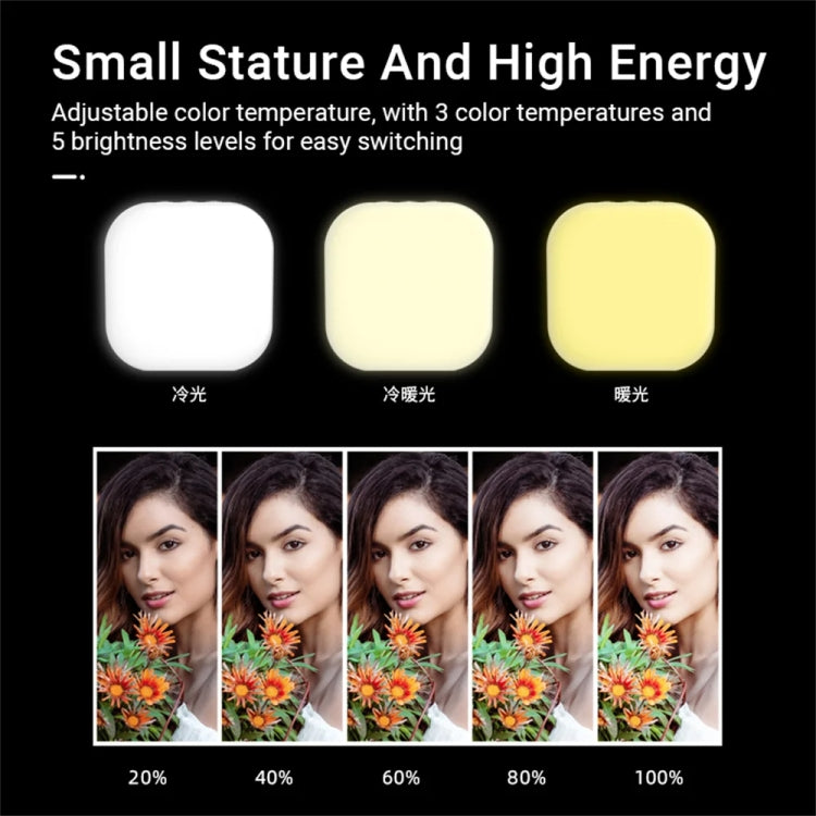 Mini Magnetic Fill Light Rechargeable Tri-Color Temperature Selfie Light - Selfie Light by PMC TechLife | Online Shopping South Africa | PMC TechLife