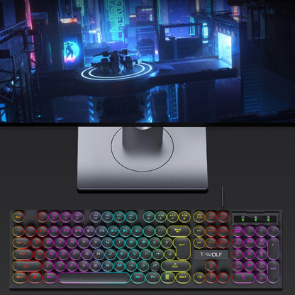 T-WOLF T80 104-Keys RGB Illuminated Office Game Wired Punk Retro Keyboard, Color: White - Wired Keyboard by T-WOLF | Online Shopping South Africa | PMC Jewellery | Buy Now Pay Later Mobicred