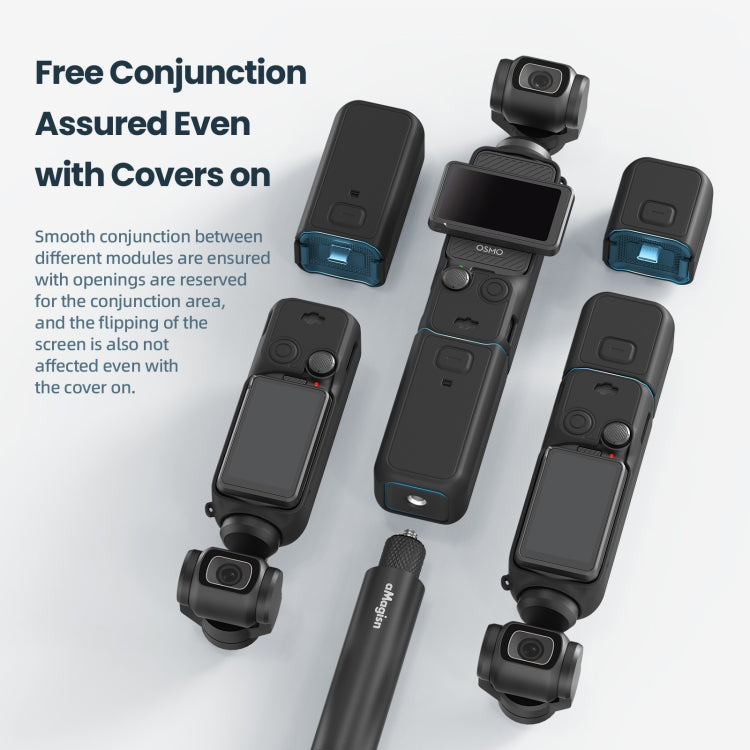 For DJI Osmo Pocket 3 AMagisn Silicone Protection Case Movement Camera Accessories, Style: 7 In 1 Blue - Case & Bags by aMagisn | Online Shopping South Africa | PMC Jewellery | Buy Now Pay Later Mobicred