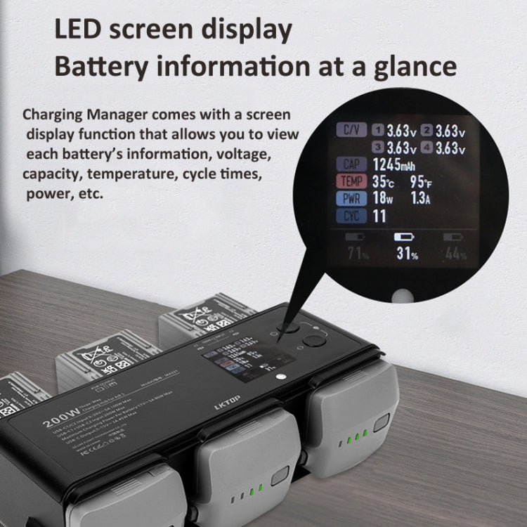 For DJI Air 3 Smart Flight Battery LKTOP 200W 3-Channel Charging Manager - free shipping - PMC TechLife - Order now!