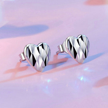 S925 Sterling Silver Love Heart Earrings For Women(SCE1703) - Stud Earrings & Earrings by PMC Jewellery | Online Shopping South Africa | PMC Jewellery