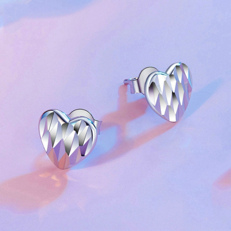 S925 Sterling Silver Love Heart Earrings For Women(SCE1703) - Stud Earrings & Earrings by PMC Jewellery | Online Shopping South Africa | PMC Jewellery