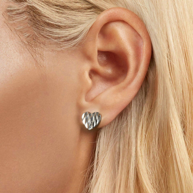 S925 Sterling Silver Love Heart Earrings For Women(SCE1703) - Stud Earrings & Earrings by PMC Jewellery | Online Shopping South Africa | PMC Jewellery