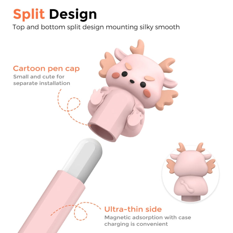 For Apple Pencil 2 AhaStyle Cartoon Dragon Pen Case Capacitive Stylus Silicone Cover(Pink) - Pencil Accessories by AhaStyle | Online Shopping South Africa | PMC Jewellery | Buy Now Pay Later Mobicred