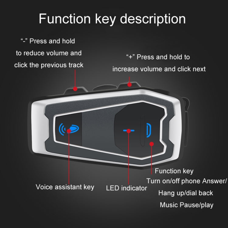 Motorcycle Helmet Bluetooth 5.0 Stereo Music Cycling Headphones(V10) - Motorcycle Walkie Talkie by PMC TechLife | Online Shopping South Africa | PMC TechLife | Buy Now Pay Later Mobicred