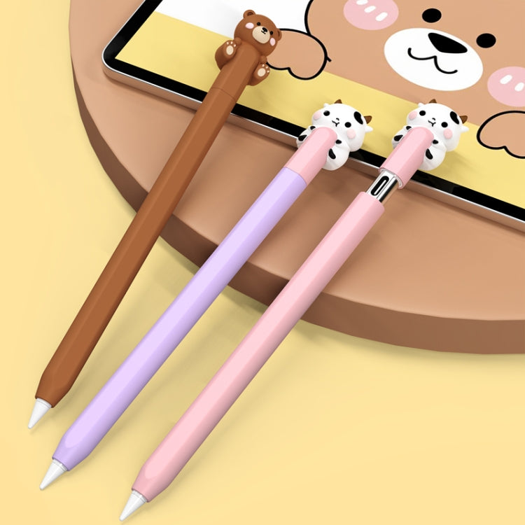 For Apple Pencil (USB-C) AhaStyle PT129-3 Stylus Cover Silicone Cartoon Protective Case, Style: Pink Cow - Pencil Accessories by AhaStyle | Online Shopping South Africa | PMC Jewellery | Buy Now Pay Later Mobicred