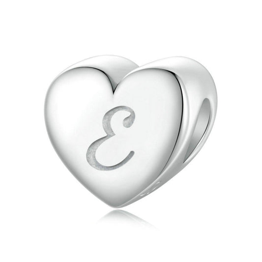 S925 Sterling Silver Platinum-plated Love Letters DIY Beads(E) - Jewelry Accessories by PMC Jewellery | Online Shopping South Africa | PMC Jewellery