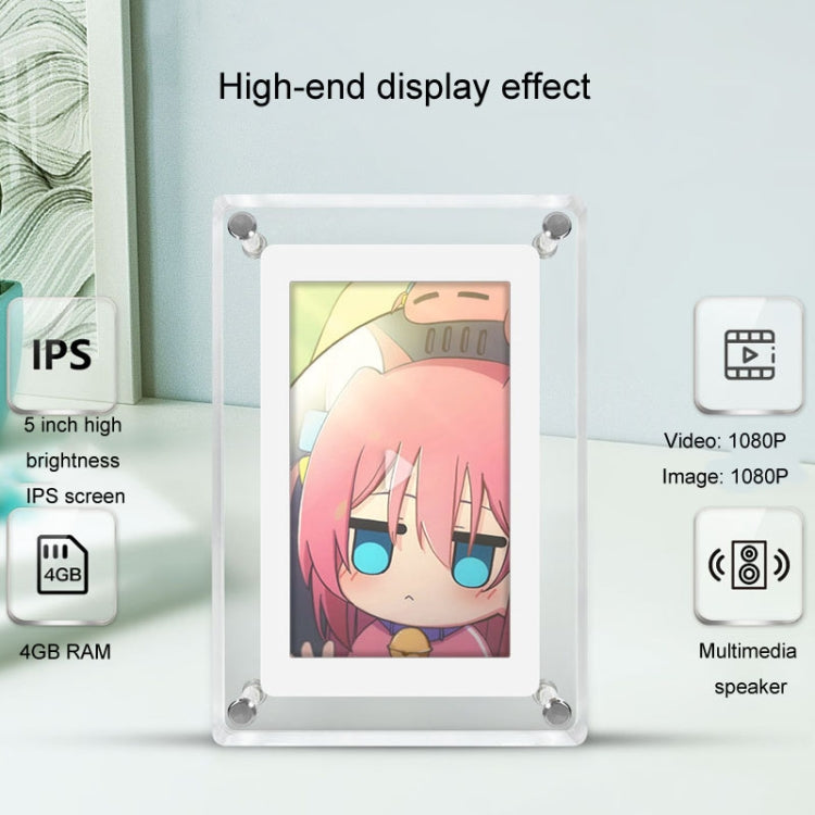 5 Inch HD Digital Photo Frame Crystal Advertising Player 1080P Motion Video Picture Display Player(UK Plug) - 1.5-7.0 inch by PMC Jewellery | Online Shopping South Africa | PMC Jewellery | Buy Now Pay Later Mobicred