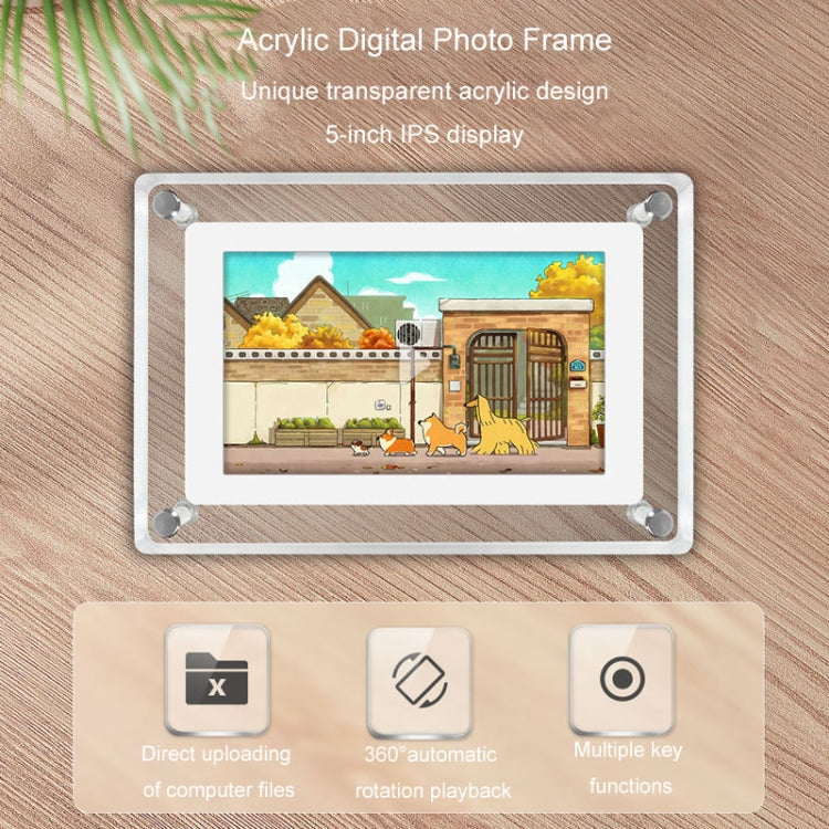 5 Inch HD Digital Photo Frame Crystal Advertising Player 1080P Motion Video Picture Display Player(UK Plug) - 1.5-7.0 inch by PMC Jewellery | Online Shopping South Africa | PMC Jewellery | Buy Now Pay Later Mobicred