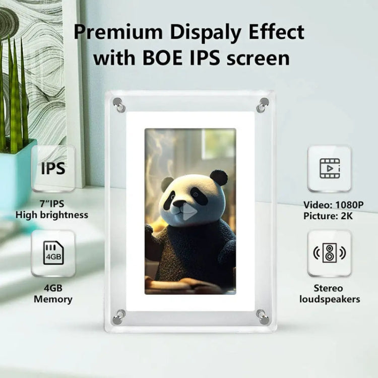 7 Inch Acrylic HD Digital Photo Frame Desktop Smart Motion Video Player Ornament(UK Plug) - 1.5-7.0 inch by PMC TechLife | Online Shopping South Africa | PMC TechLife | Buy Now Pay Later Mobicred