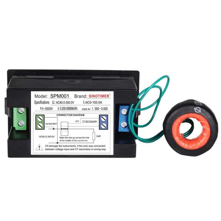 SINOTIMER SPM001 AC LED Digital Voltmeter Frequency Factors Meter Power Monitor, Specification: AC200-450V 100A - Current & Voltage Tester by SINOTIMER | Online Shopping South Africa | PMC TechLife | Buy Now Pay Later Mobicred
