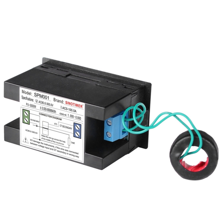 SINOTIMER SPM001 AC LED Digital Voltmeter Frequency Factors Meter Power Monitor, Specification: AC80-300V 100A - Current & Voltage Tester by SINOTIMER | Online Shopping South Africa | PMC TechLife | Buy Now Pay Later Mobicred