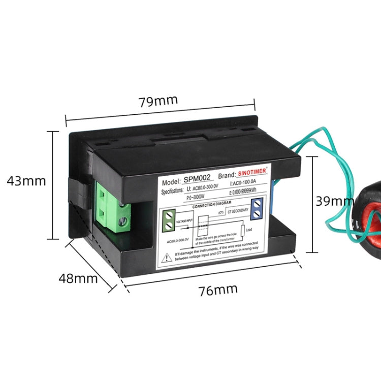 SINOTIMER SPM002 Liquid Crystals AC Digital Voltage And Current Meter Power Monitor, Specification: AC80-300V 100A - free shipping - PMC TechLife - Order now!