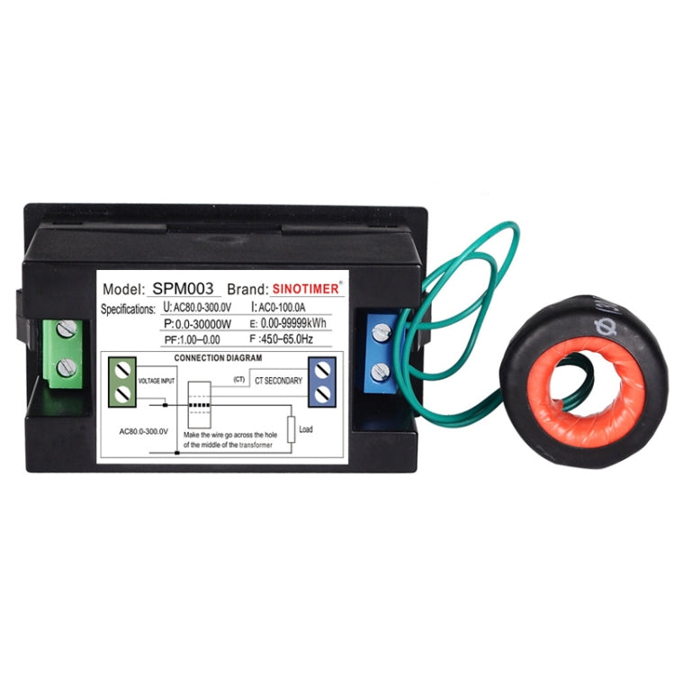 SINOTIMER SPM003 AC LED Digital Voltmeter Frequency Factors Meter Power Monitor, Specification: AC200-450V 100A - Current & Voltage Tester by SINOTIMER | Online Shopping South Africa | PMC Jewellery | Buy Now Pay Later Mobicred