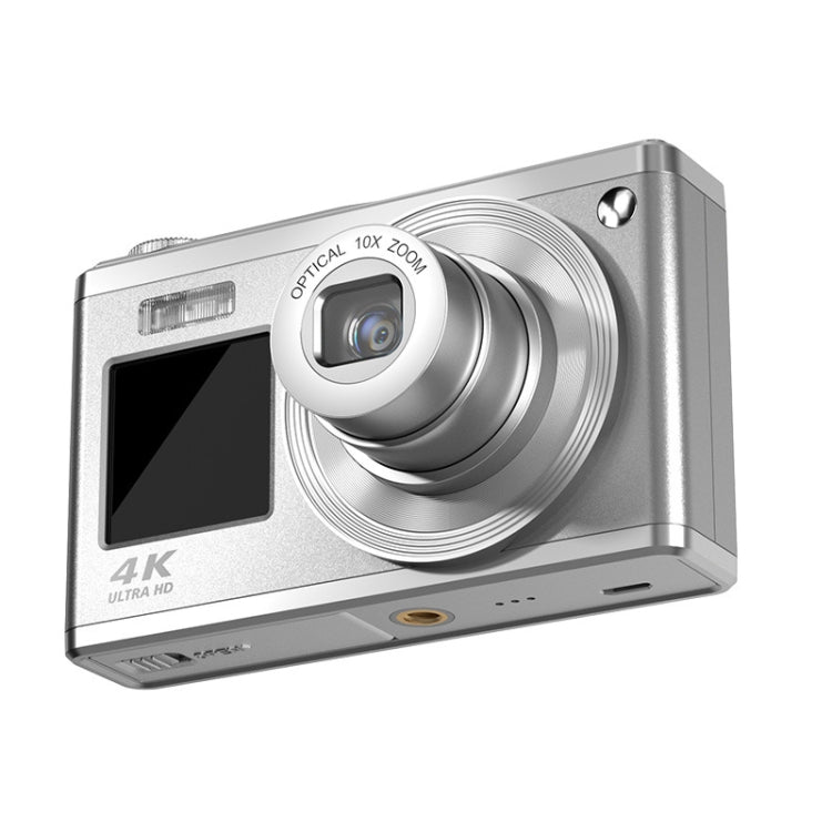 4K HD Optical Zoom Digital Camera 60MP Dual Screen Selfie Camera, No Memory(Silver) - Video Cameras by PMC TechLife | Online Shopping South Africa | PMC TechLife | Buy Now Pay Later Mobicred
