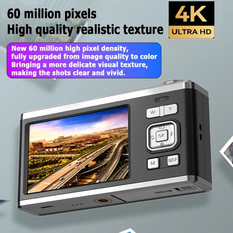 4K HD Optical Zoom Digital Camera 60MP Dual Screen Selfie Camera, No Memory(White) - Video Cameras by PMC TechLife | Online Shopping South Africa | PMC TechLife | Buy Now Pay Later Mobicred